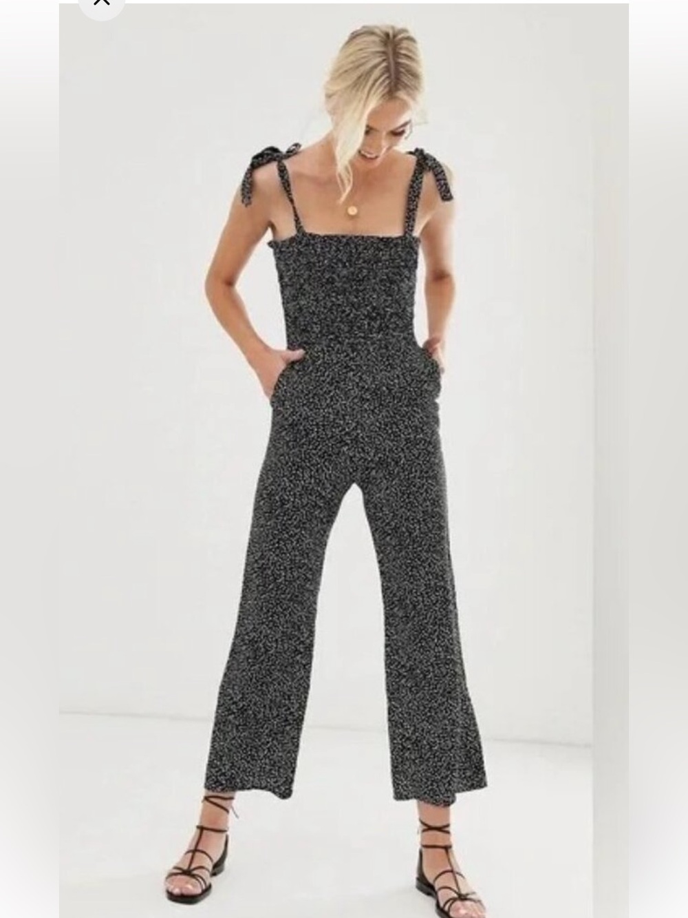 Los Angeles Atelier & Other Stories Black & White Tie Shoulder Jumpsuit $179